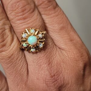 14k Antique Lighting Ridge Opal Halo Ring